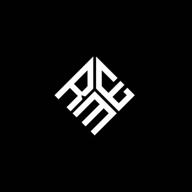 Siyah arka planda RME harfi logo tasarımı. RME yaratıcı harflerin baş harfleri logo kavramı. RME harf tasarımı.