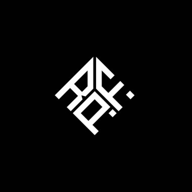 Siyah arka planda RPF harf logosu tasarımı. RPF yaratıcı harflerin baş harfleri logo kavramı. RPF harf tasarımı.