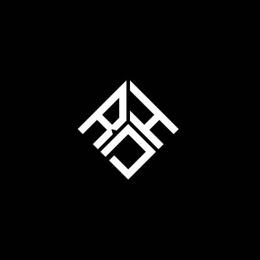 Siyah arka planda RDH harf logosu tasarımı. RDH yaratıcı harflerin baş harfleri logo kavramı. RDH harf tasarımı.