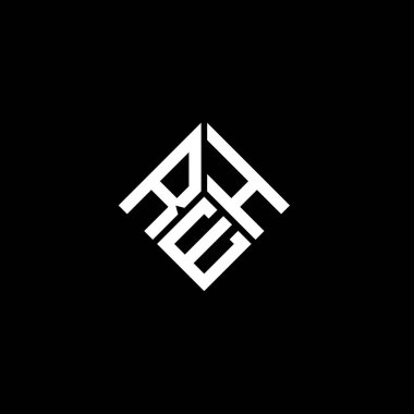 Siyah arkaplanda REH harf logosu tasarımı. REH yaratıcı harflerin baş harfleri logo kavramı. REH harf tasarımı.