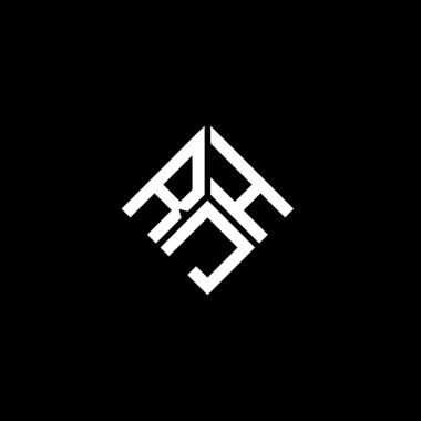 Siyah arka planda RJH harf logosu tasarımı. RJH yaratıcı harflerin baş harfleri logo kavramı. RJH harf tasarımı.