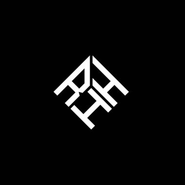 Siyah arka planda RHH harf logosu tasarımı. RHH yaratıcı harflerin baş harfleri logo kavramı. RHH harf tasarımı.