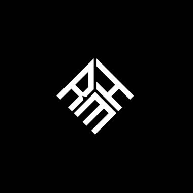 Siyah arkaplanda RMH harf logosu tasarımı. RMH yaratıcı harflerin baş harfleri logo kavramı. RMH harf tasarımı.