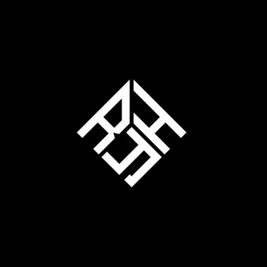 Siyah arka planda RYH harf logosu tasarımı. RYH yaratıcı harflerin baş harfleri logo kavramı. RYH harf tasarımı.