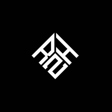 Siyah arkaplanda RZH harf logosu tasarımı. RZH yaratıcı harflerin baş harfleri logo kavramı. RZH harf tasarımı.