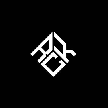 Siyah arkaplanda RCK harf logosu tasarımı. RCK yaratıcı harflerin baş harfleri logo kavramı. RCK harf tasarımı.