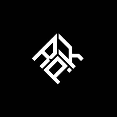 Siyah arka planda RPK harf logosu tasarımı. RPK yaratıcı harflerin baş harfleri logo kavramı. RPK harf tasarımı.