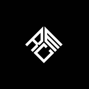 Siyah arkaplanda RCM harf logosu tasarımı. RCM yaratıcı harflerin baş harfleri logo kavramı. RCM harf tasarımı.