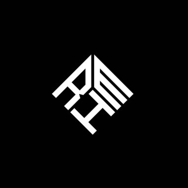 Siyah arka planda RHM harf logosu tasarımı. RHM yaratıcı harflerin baş harfleri logo kavramı. RHM harf tasarımı.