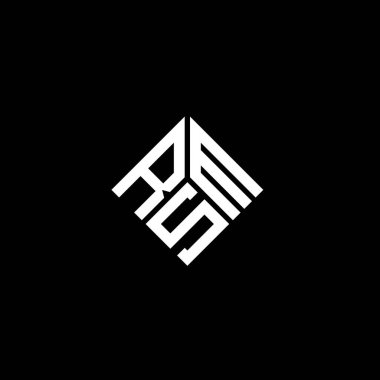 Siyah arka planda RSM harf logosu tasarımı. RSM yaratıcı harflerin baş harfleri logo kavramı. RSM harf tasarımı.