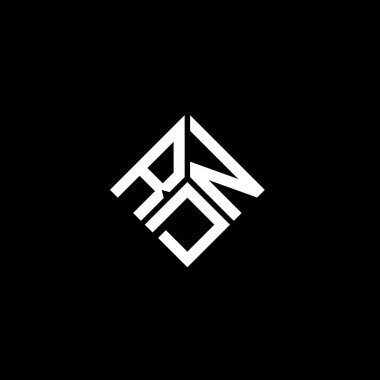 Siyah arka planda RDN harf logosu tasarımı. RDN yaratıcı harflerin baş harfleri logo kavramı. RDN harf tasarımı.