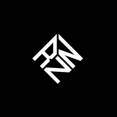 Siyah arka planda RNN harf logosu tasarımı. RNN yaratıcı harflerin baş harfleri logo kavramı. RNN harf tasarımı.
