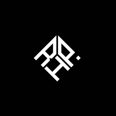 Siyah arkaplanda RHP harf logosu tasarımı. RHP yaratıcı harf logosu konsepti. RHP harf tasarımı.