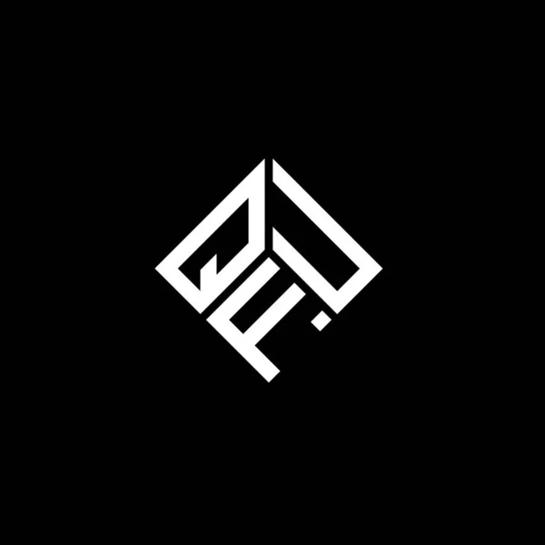 Qfu Harf Logosu Tasarımı Siyah Arka Planda Qfu Yaratıcı Harflerin — Stok Vektör