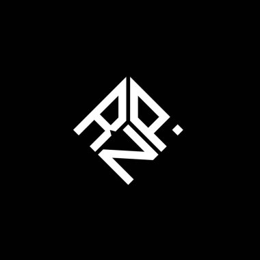 Siyah arka planda RNP harf logosu tasarımı. RNP yaratıcı harf logosu konsepti. RNP harf tasarımı.