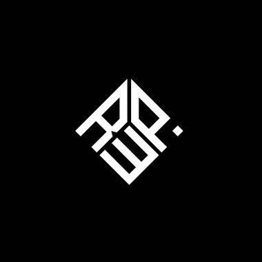 Siyah arka planda RWP harf logosu tasarımı. RWP yaratıcı harflerin baş harfleri logo kavramı. RWP harf tasarımı.