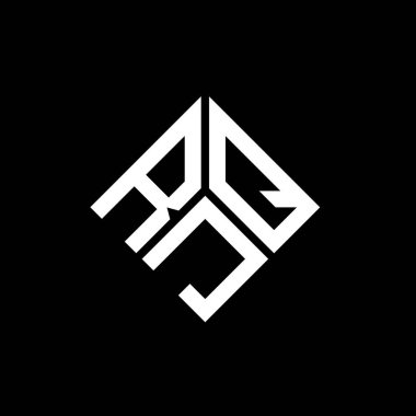 Siyah arka planda RJQ harf logosu tasarımı. RJQ yaratıcı harflerin baş harfleri logo kavramı. RJQ harf tasarımı.