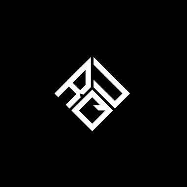 Siyah arka planda RQU harf logosu tasarımı. RQU yaratıcı harflerin baş harfleri logo kavramı. RQU harf tasarımı.
