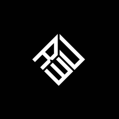 Siyah arka planda RWU harf logosu tasarımı. RWU yaratıcı harflerin baş harfleri logo kavramı. RWU harf tasarımı.