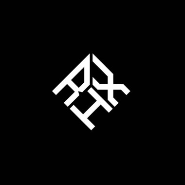 Siyah arkaplanda RHX harf logosu tasarımı. RHX yaratıcı harflerin baş harfleri logo kavramı. RHX harf tasarımı.