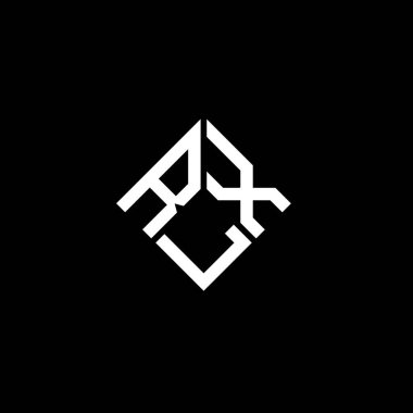 Siyah arkaplanda RLX harf logosu tasarımı. RLX yaratıcı harflerin baş harfleri logo kavramı. RLX harf tasarımı.