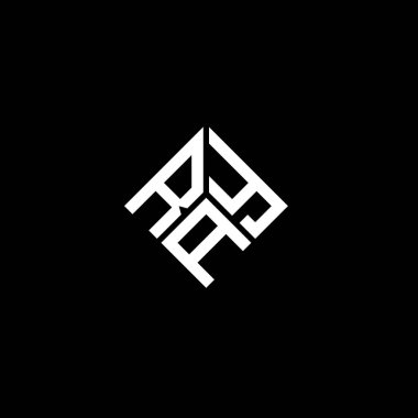 Siyah arka planda RAY harf logosu tasarımı. RAY yaratıcı harflerin baş harfleri logo kavramı. RAY harf tasarımı.