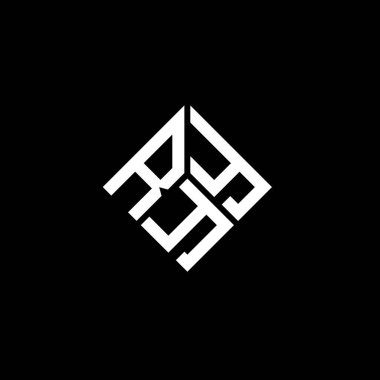 Siyah arka planda RYY harf logosu tasarımı. Yaratıcı harflerin baş harfleri logo konsepti. RYY harf tasarımı.