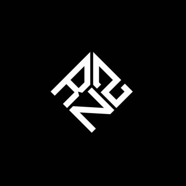Siyah arka planda RNZ harf logosu tasarımı. RNZ yaratıcı harflerin baş harfleri logo kavramı. RNZ harf tasarımı.