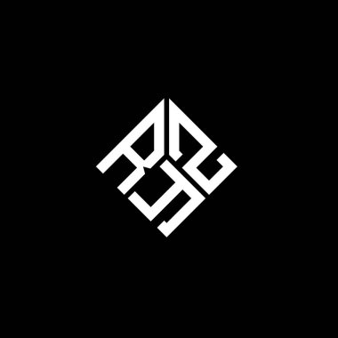 Siyah arka planda RYZ harf logosu tasarımı. RYZ yaratıcı harflerin baş harfleri logo kavramı. RYZ harf tasarımı.