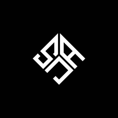 Siyah arka planda SJA harf logosu tasarımı. SJA yaratıcı harflerin baş harfleri logo kavramı. SJA harf tasarımı.