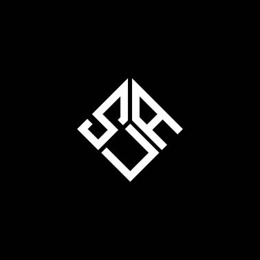 Siyah arka planda SUA harf logosu tasarımı. SUA yaratıcı harflerin baş harfleri logo konsepti. SUA harf tasarımı.