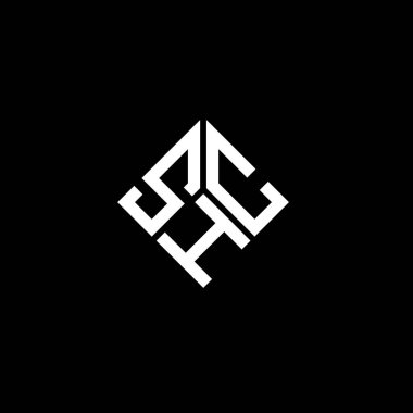 Siyah arka planda SHC harf logosu tasarımı. SHC yaratıcı harflerin baş harfleri logo kavramı. SHC harf tasarımı.