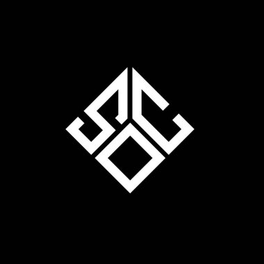 Siyah arka planda SOC harf logosu tasarımı. SOC yaratıcı harflerin baş harfleri logo kavramı. SOC harf tasarımı.
