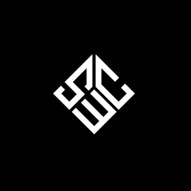 Siyah arka planda SWC harf logosu tasarımı. SWC yaratıcı harf logosu konsepti. SWC harf tasarımı.