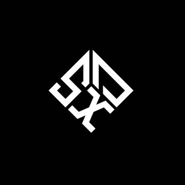 Siyah arkaplanda SXD harf logosu tasarımı. SXD yaratıcı harflerin baş harfleri logo kavramı. SXD harf tasarımı.