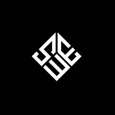 Siyah arka planda SWE harf logosu tasarımı. SWE yaratıcı harfler logosu konsepti. SWE harf tasarımı.