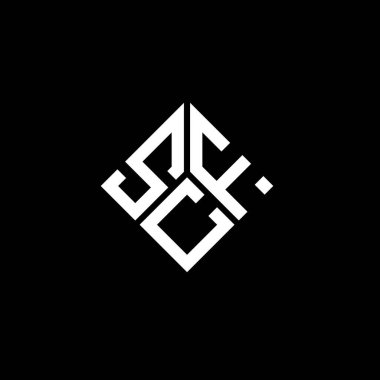 Siyah arka planda SCF harf logosu tasarımı. SCF yaratıcı harflerin baş harfleri logo kavramı. SCF harf tasarımı.