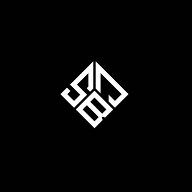 Siyah arkaplanda SBJ harf logosu tasarımı. SBJ yaratıcı harflerin baş harfleri logo kavramı. SBJ harf tasarımı.