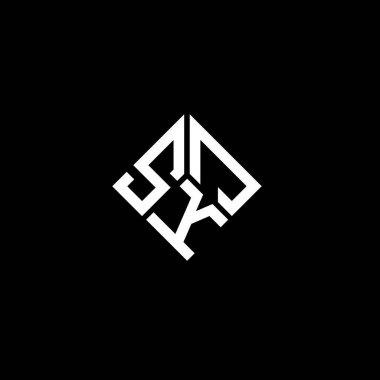 Siyah arkaplanda SKJ harf logosu tasarımı. SKJ yaratıcı harflerin baş harfleri logo kavramı. SKJ harf tasarımı.