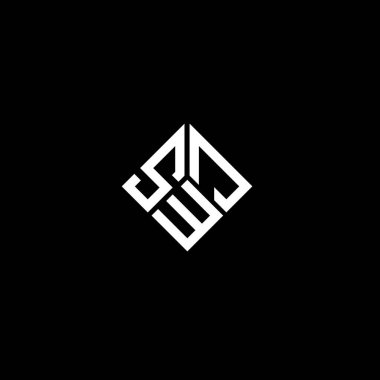 Siyah arka planda SWJ harf logosu tasarımı. SWJ yaratıcı harf logosu konsepti. SWJ harf tasarımı.