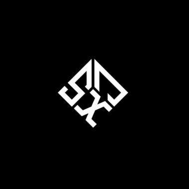 Siyah arkaplanda SXJ harf logosu tasarımı. SXJ yaratıcı harflerin baş harfleri logo kavramı. SXJ harf tasarımı.