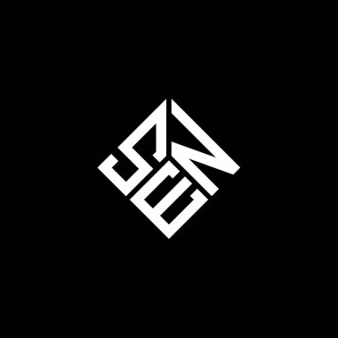 SEN harfi logo tasarımı siyah arkaplan üzerine. SEN yaratıcı harfler logosu konsepti. SEN harf tasarımı.