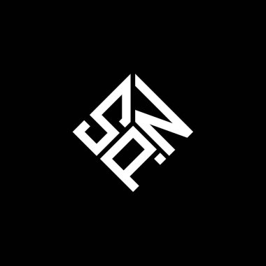 Siyah arka planda SPN harf logosu tasarımı. SPN yaratıcı harflerin baş harfleri logo kavramı. SPN harf tasarımı.