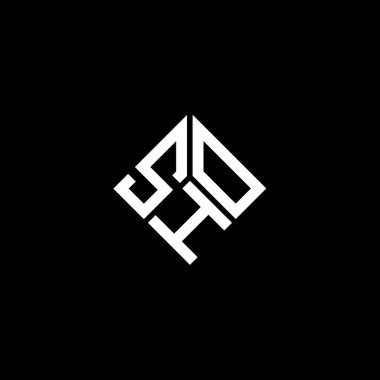 Siyah arka planda SHO harf logosu tasarımı. SHO yaratıcı harf logosu konsepti. SHO harf tasarımı.