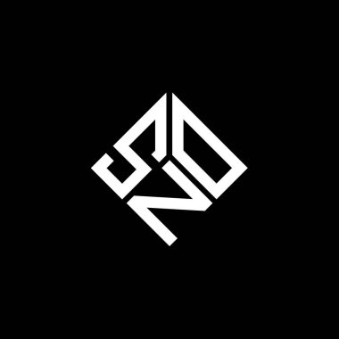 Siyah arkaplanda SNO harf logosu tasarımı. SNO yaratıcı harflerin baş harfleri logo kavramı. SNO harf tasarımı.