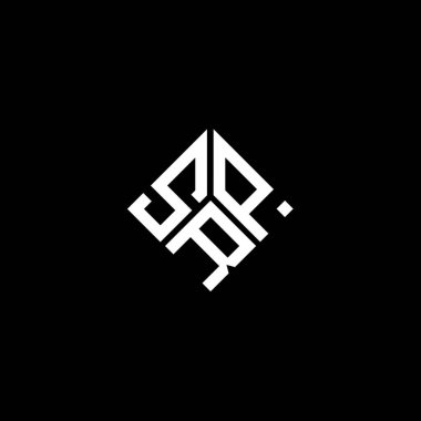 Siyah arkaplanda SRP harf logosu tasarımı. SRP yaratıcı harflerin baş harfleri logo kavramı. SRP harf tasarımı.