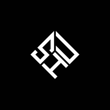 SHU harf logosu tasarımı siyah arka planda. SHU yaratıcı harf logosu konsepti. SHU harf tasarımı.