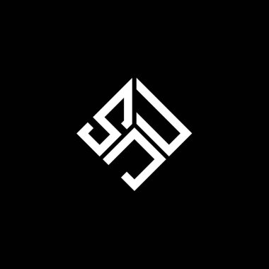Siyah arka planda SJU harf logosu tasarımı. SJU yaratıcı harf logosu konsepti. SJU harf tasarımı.