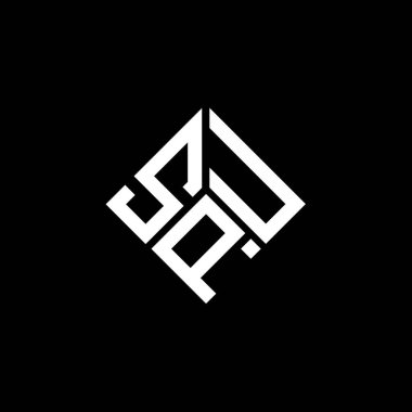 Siyah arka planda SPU harf logosu tasarımı. SPU yaratıcı harflerin baş harfleri logo konsepti. SPU harf tasarımı.