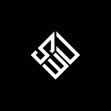 Siyah arka planda SWU harf logosu tasarımı. SWU yaratıcı harfler logosu konsepti. SWU harf tasarımı.